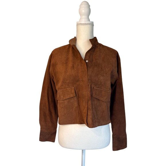 ZUT x REVOLVE Cropped Hair-on Cowhide Leather Jacket in Camel Suede Medium New - Picture 5 of 10